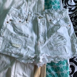 White jean shorts